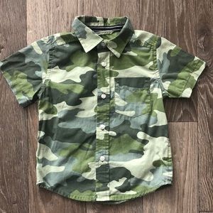 BOYS 12-18M Green Camouflage Camo SL Button Up